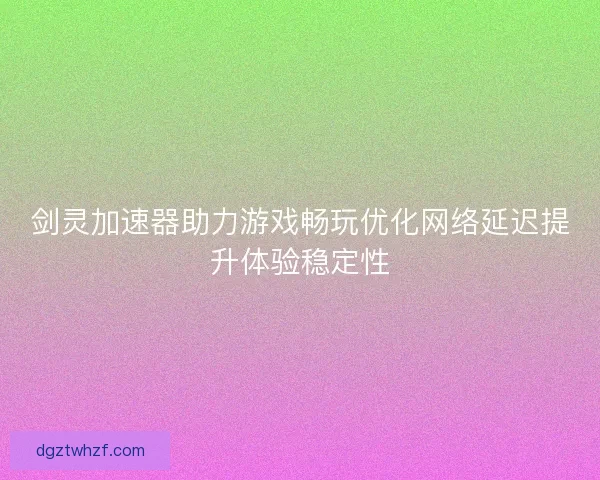 剑灵加速器助力游戏畅玩优化网络延迟提升体验稳定性