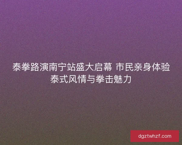 泰拳路演南宁站盛大启幕 市民亲身体验泰式风情与拳击魅力