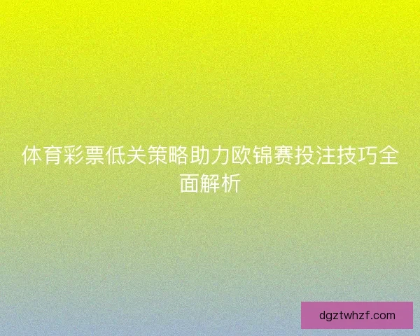 体育彩票低关策略助力欧锦赛投注技巧全面解析 体育彩票低关策略助力欧锦赛投注技巧全面解析