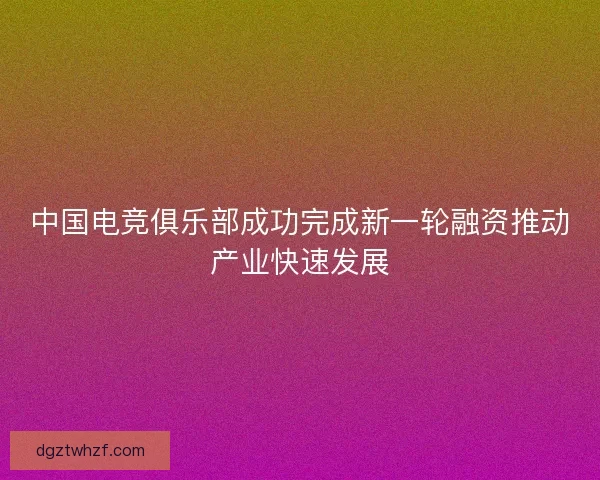 中国电竞俱乐部成功完成新一轮融资推动产业快速发展 中国电竞俱乐部成功完成新一轮融资推动产业快速发展